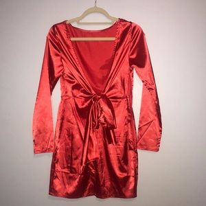 Very Slimming Red Satin Dress